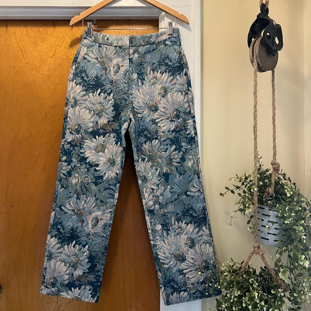 Anthropologie Floral Print Twill Straight Leg Trouser NWT